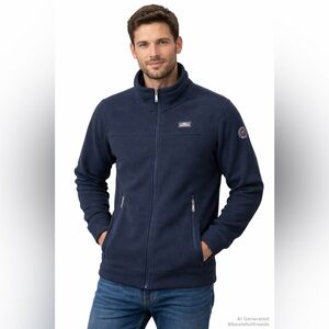 GREENLANDER M navy full zip with zip pockets ribbed medium weight jacket